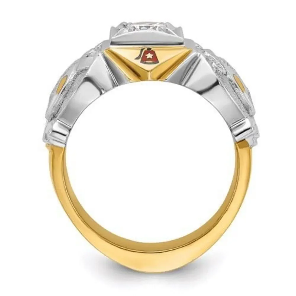 IBGoodman 14K Two-Tone Masonic Shriner’s Ring – 0.50ct Diamond, Size 10